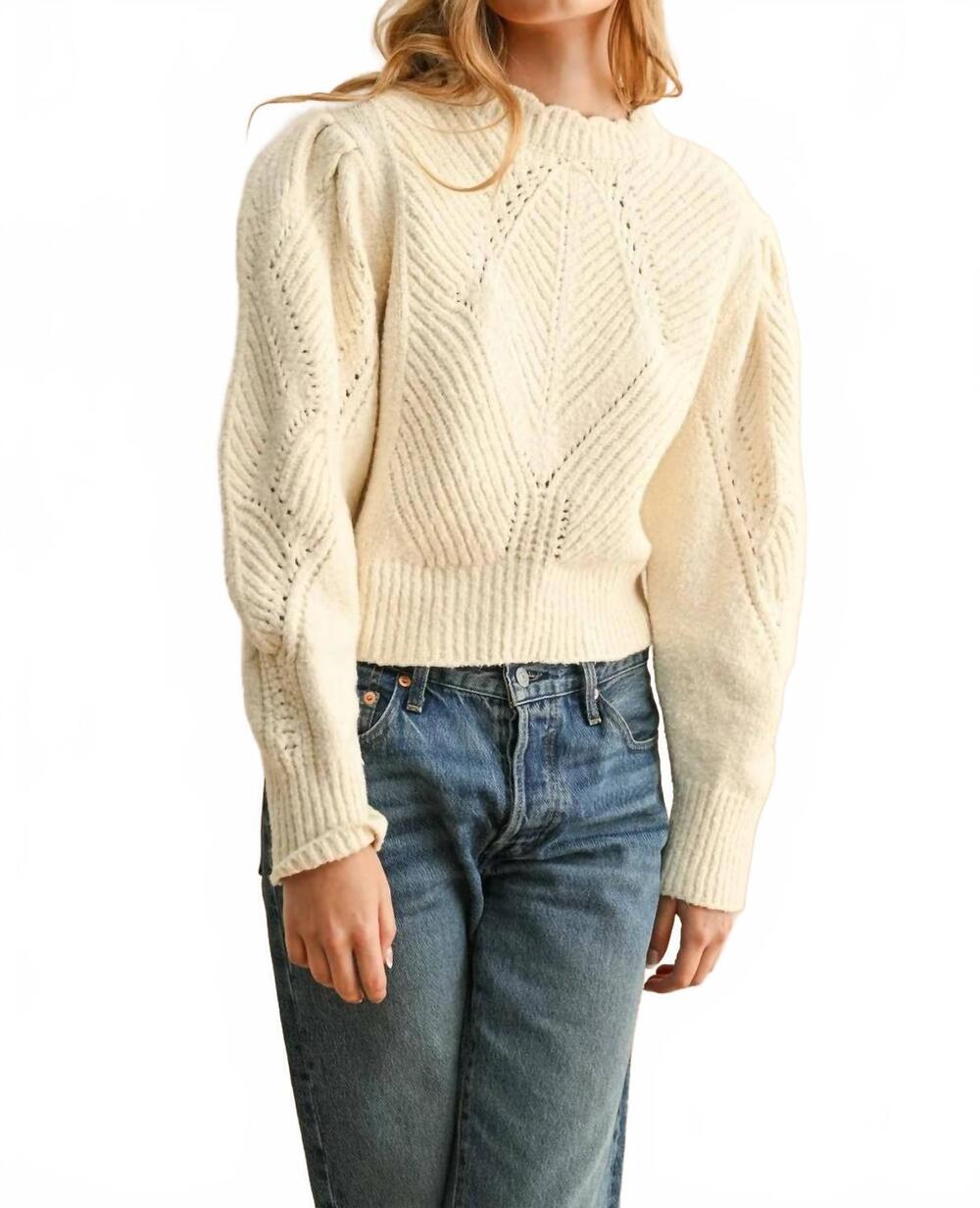 NEW MIOU MUSE sweet creams puff shoulder sweater in cream